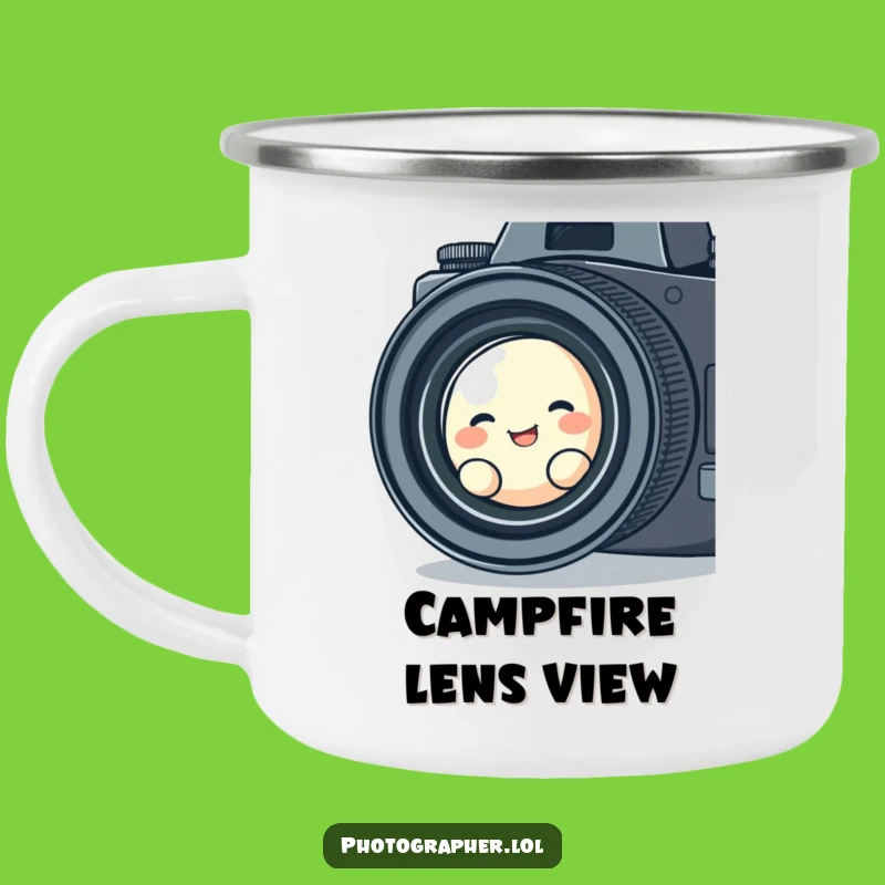 Funny Blob Photographer Camping Mug: Giggling Character, Outdoor Fun Gift