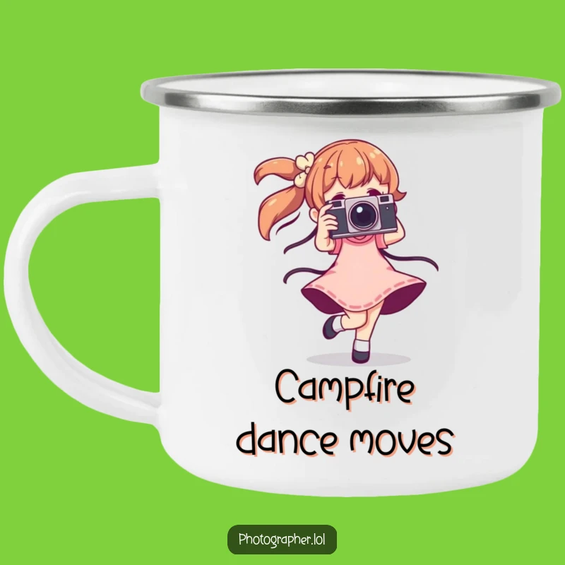 Funny Dancing Photographer Camping Mug: Groove With Your Vintage Camera Outdoors