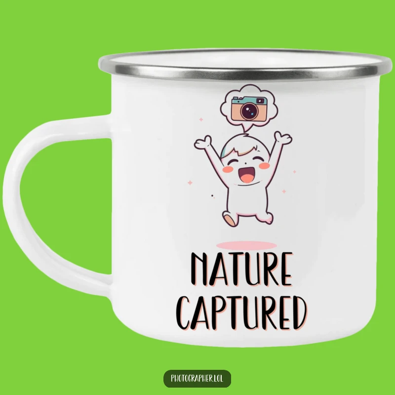 Funny Joyful Photographer Camping Mug: Adventure Ready with a Hilarious Character, Unique Funny Gift!
