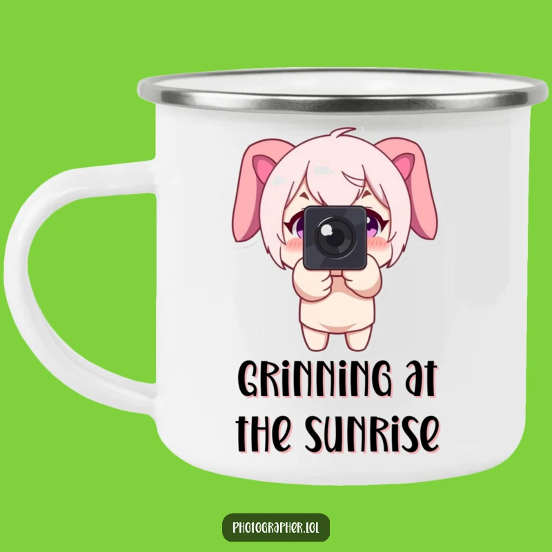 Funny Photographer Camping Mug: Big Smile Drinkware, Adventure Smile Gift