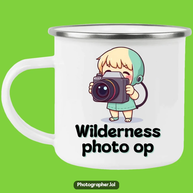 Funny Tiny Photographer Camping Mug: Rustic Vintage Camera Adventure, Gift