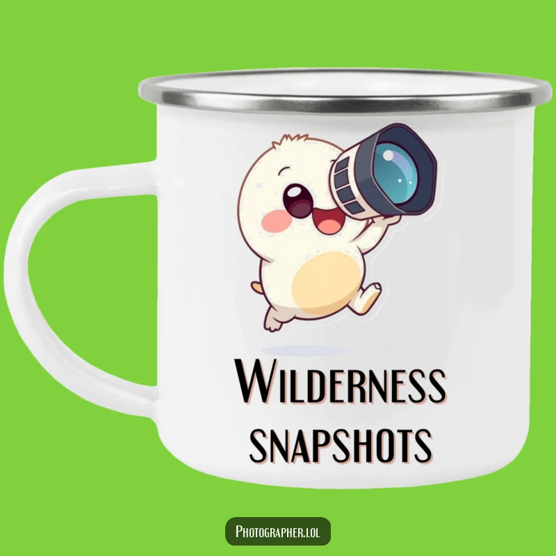 Funny Photographer Creature Camping Mug: Tiny Character, Outdoor Fun Gift