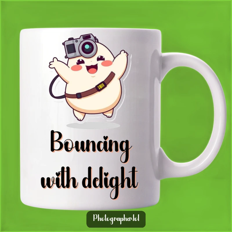 Funny Happy Photographer Mug - Joyful Bouncing Camera Gift!