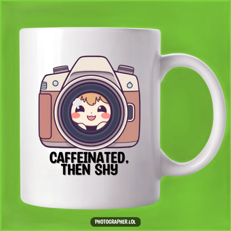 Funny Shy Photographer Mug: Peek-a-Boo Camera Character For A Humorous Gift