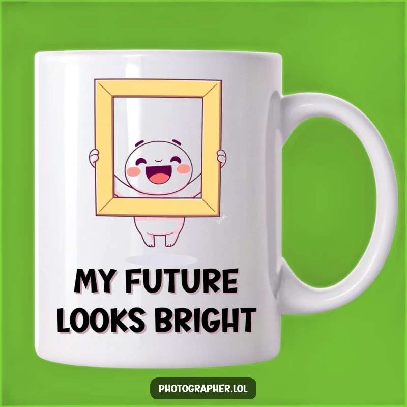 Funny Kawaii Photo Frame Mug: Adorable Character Holding Frame, Perfect Gift for Photography Lovers!