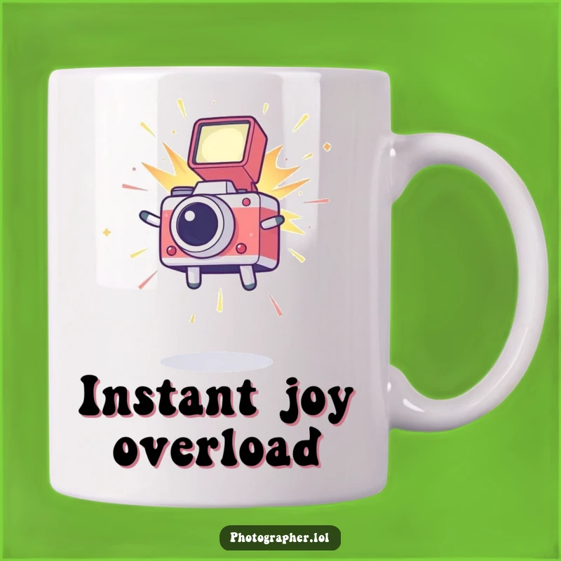 Funny Leaping Icon Mug: Delightful Photography Humor Gift for Camera Enthusiasts