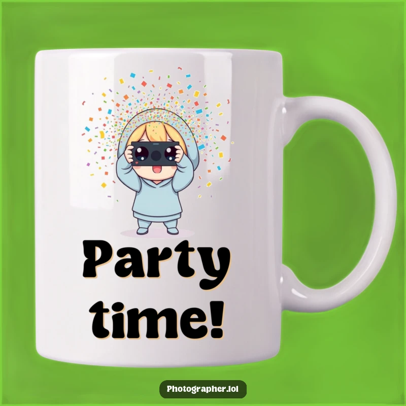 Funny Celebration Photographer Mug: Confetti Blast - Perfect Party Gift