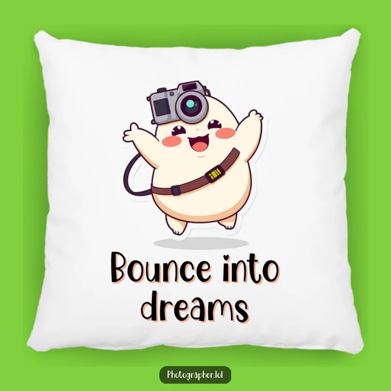 Cozy Funny Happy Photographer Pillow - Comfy & Bouncing Accent!