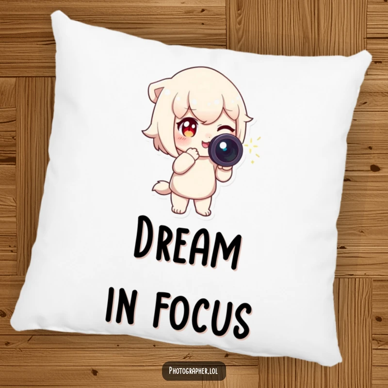 Funny Pillow featuring a character winking and pointing a camera with a sparkling light trail, comfortable and humorous home decor.