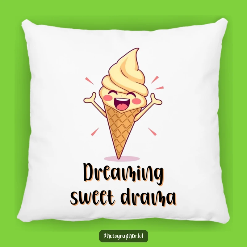 Funny Ice Cream Pose Pillow: Lounge in Dramatic, Sweet Comfort!