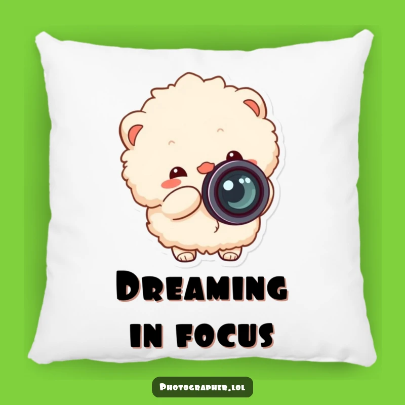 Funny Fluffy Photographer Pillow: Cozy Cheerful Cushion, Perfect Humorous Home Gift