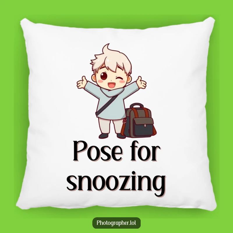 Funny Photographer Pose Pillow: Comfy and Comical Decor for Camera Lovers