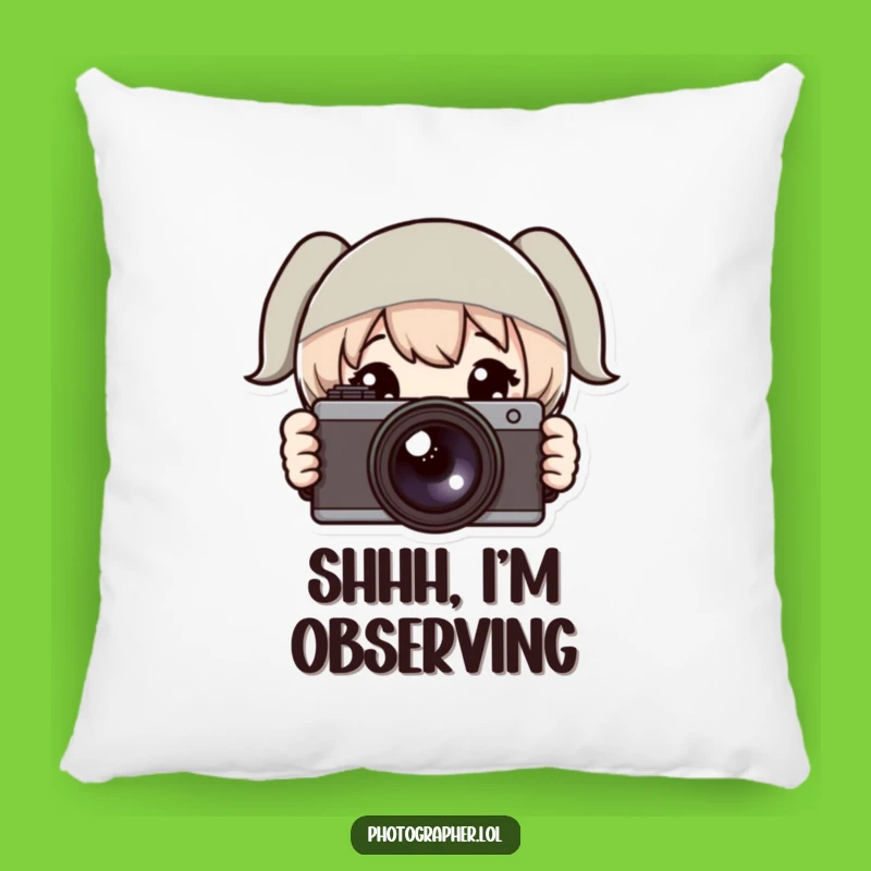 Funny Pillow: Shy Camera Guy, Comfy Gift for Photo Buffs