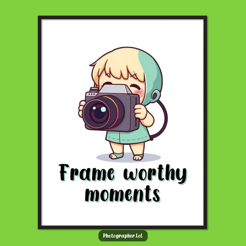 Funny Tiny Photographer Digital Art: Vintage Camera Joy, Instant Gift Decor