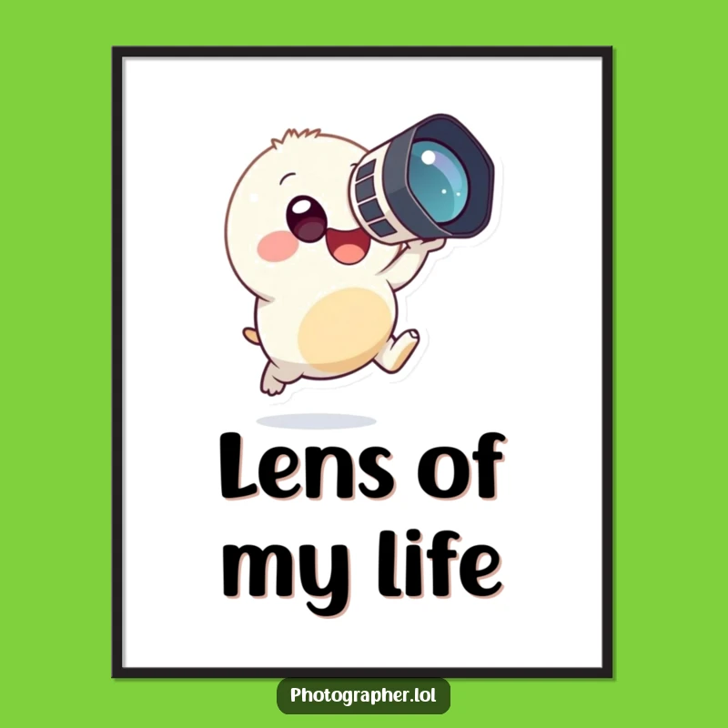 Funny Photographer Creature Digital Art: Tiny Character Leaping, Instant Fun Gift