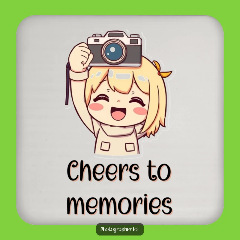 Funny Photographer Coaster: Triumphant Protection - Hilarious Tabletop Gift