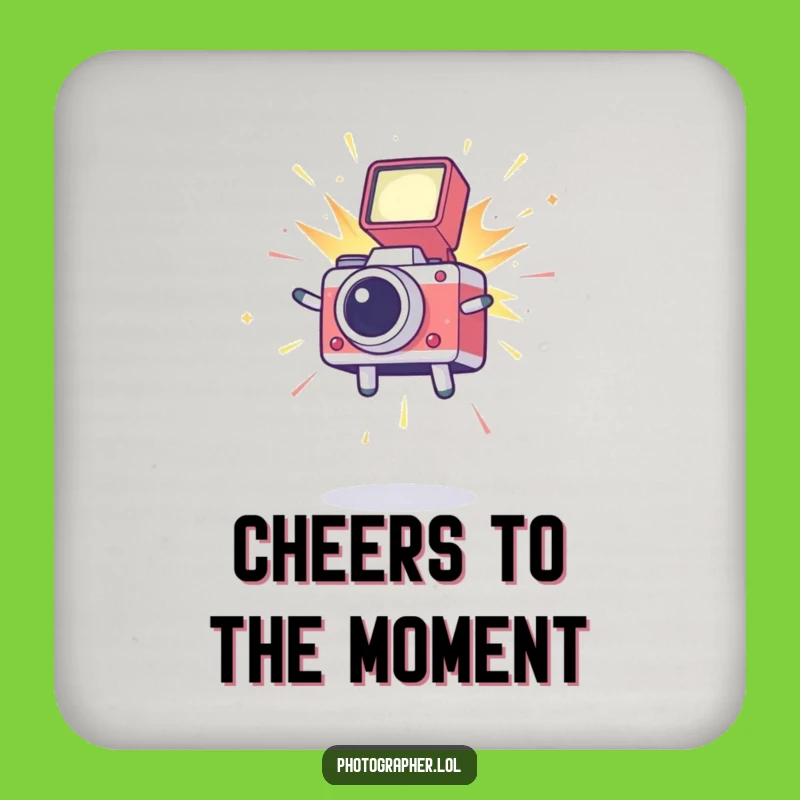 Funny Leaping Icon Coaster: Delightful Photography Humor Drink Saver for Camera Fans