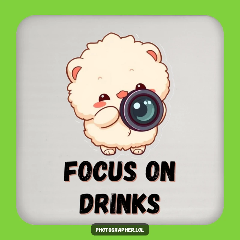 Funny Fluffy Photographer Coaster: Protect Surfaces with Cheerful Humor, Ideal Funny Gift