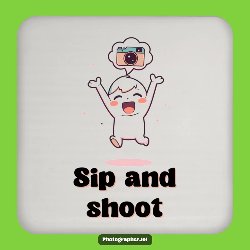 Funny Joyful Photographer Drink Coaster: Protect Surfaces with a Hilarious Character, Great Funny Gift!