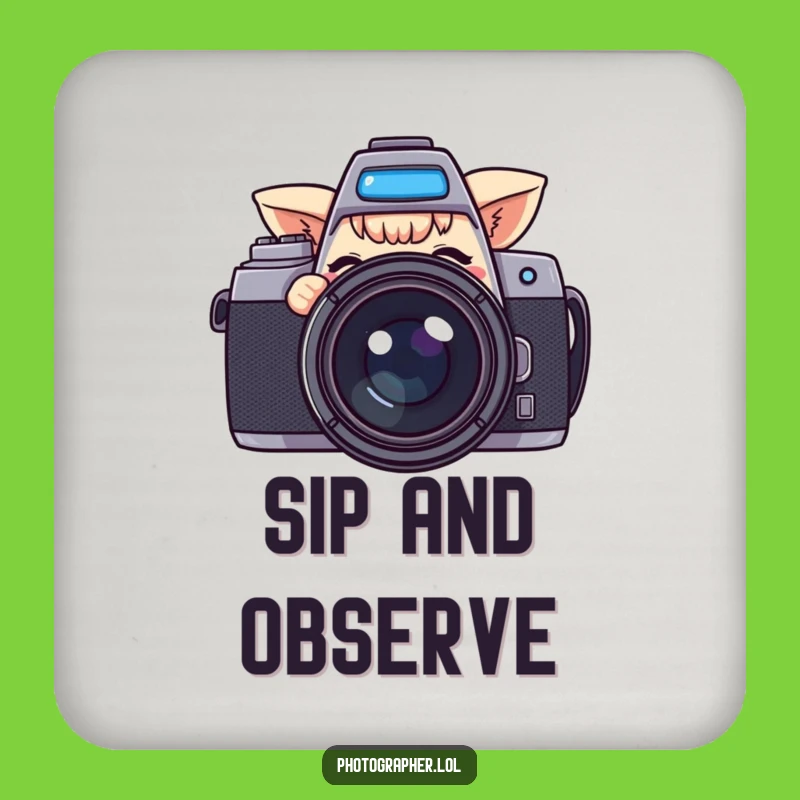 Funny Winking Camera Coaster: Playful Photography Humor Drink Saver