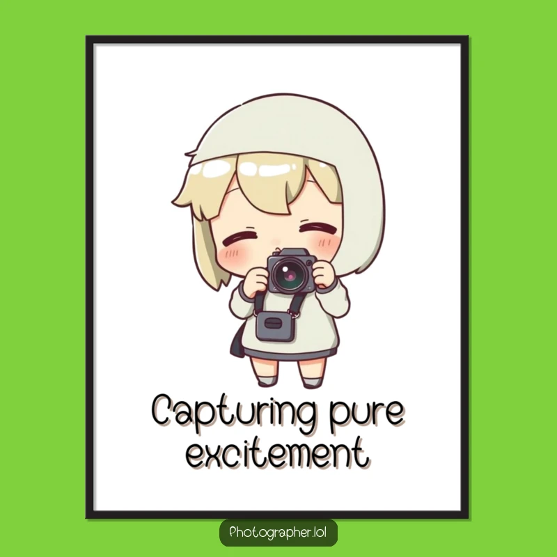 Funny Photographer Poster: Excited Camera Art, Shutterbug Wall Decor Gift