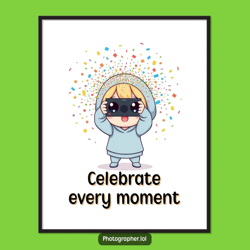 Funny Celebration Photographer Poster: Confetti Art Print - Hilarious Decor Gift