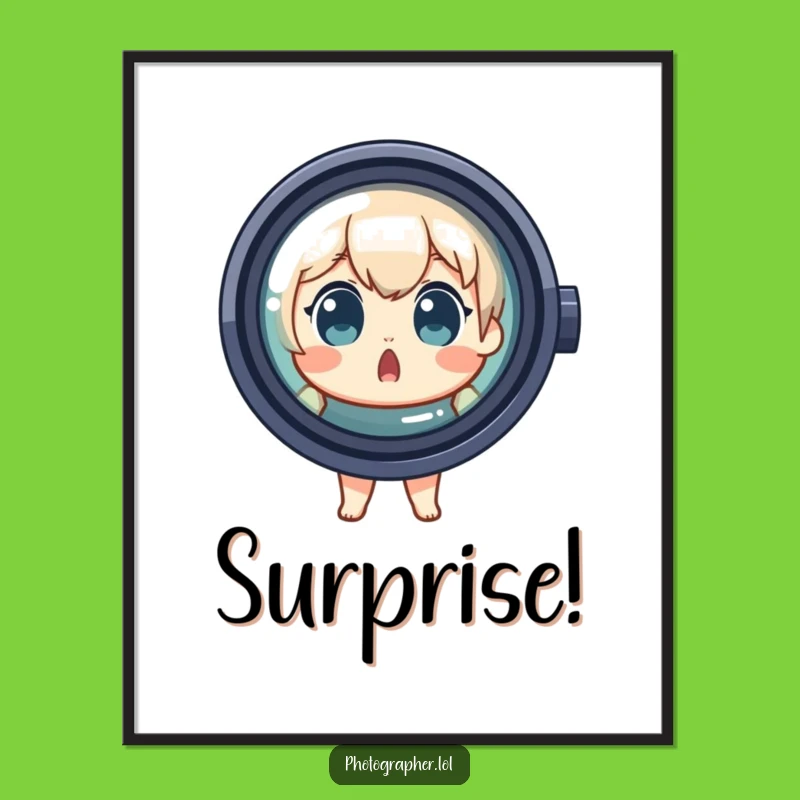 Funny Photographer Poster: Lens Peek Art, Quirky Funny Gift Decor