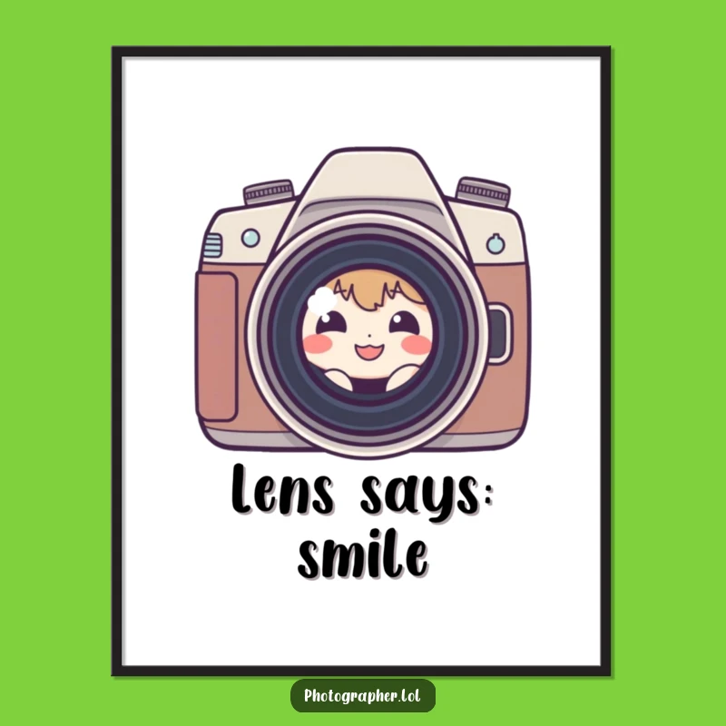 Funny Shy Photographer Poster: Wall Art That Captures Humorous Camera Love
