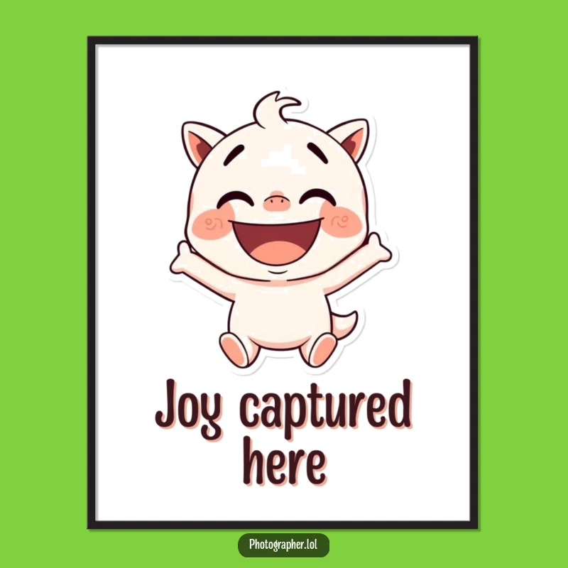 Funny Silly Pose Poster: Excited Grin, Joyful Wall Art Gift