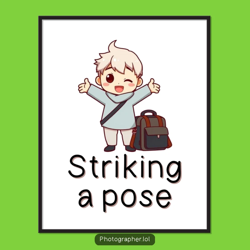 Funny Photographer Pose Poster: Hilarious Wall Art for Camera Bag Owners