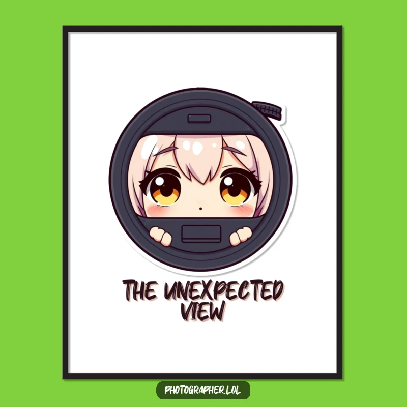 Funny Surprised Photographer Poster - Wide-Eyed Camera Viewfinder Art