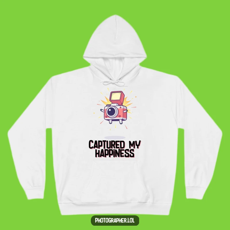 Funny Leaping Icon Hoodie: Cozy Photography Humor Sweatshirt for Camera Lovers