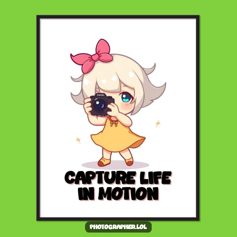 Funny Free Printable Wall Art: Dancing Photographer Character Happy Motion Blur