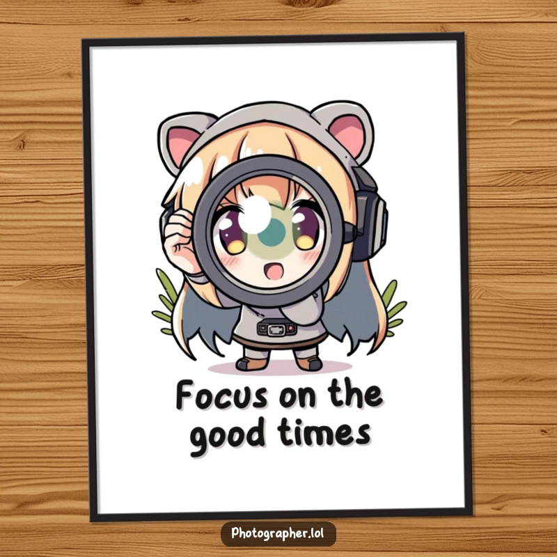 Funny Free Printable Wall Art: Character zooming into scene with comically exaggerated lens, great DIY.