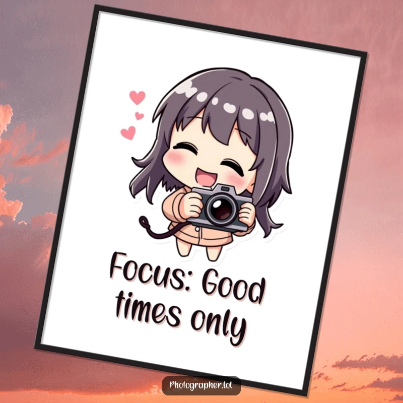 Funny free printable wall art featuring a character tilting a camera playfully and laughing out loud.