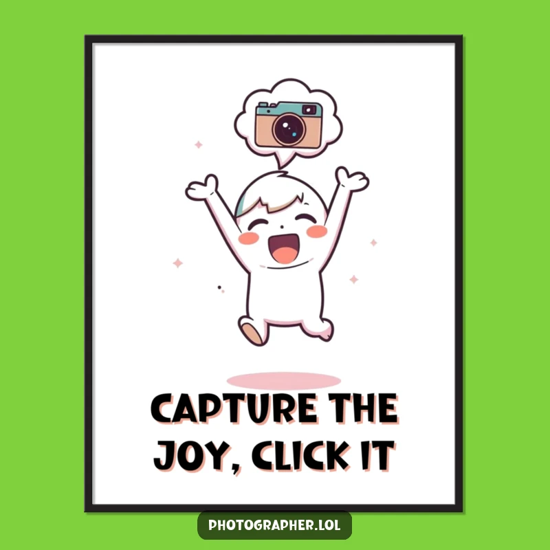 Funny Free Printable Wall Art: Subject Jumps with Camera Joy, Cheerful Downloadable Decor