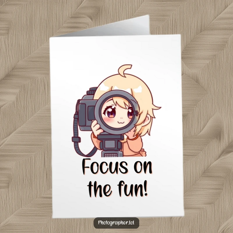 Funny Free Printable Birthday Card: Character looks through a camera viewfinder, focused yet cheerful, for a thoughtful downloadable gift.