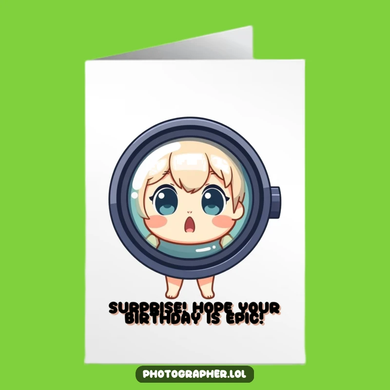 Free Printable Birthday Card: Surprised Photographer Character - Funny Downloadable Gift!