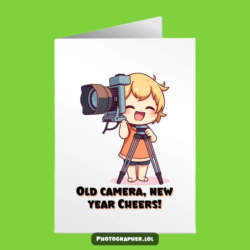 Free Printable Birthday Card: Funny Photographer Character Giggle Vintage Camera Tripod