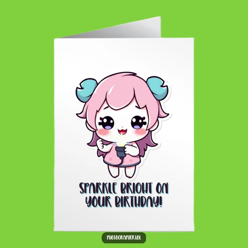 Free Printable Birthday Card: Sparkly Flash Bulb Fun, Funny Character Downloadable Gift