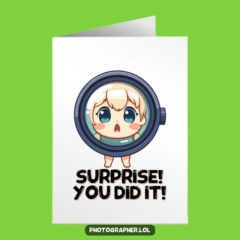 Free Printable Congrats Card: Surprised Photographer Character - Funny Downloadable Gift!