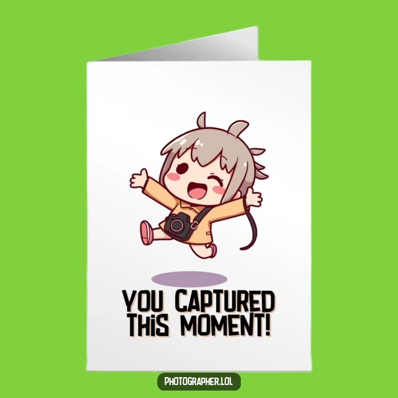 Free Printable Kawaii Congrats Card: Excited Photographer, Unique DIY Downloadable Gift