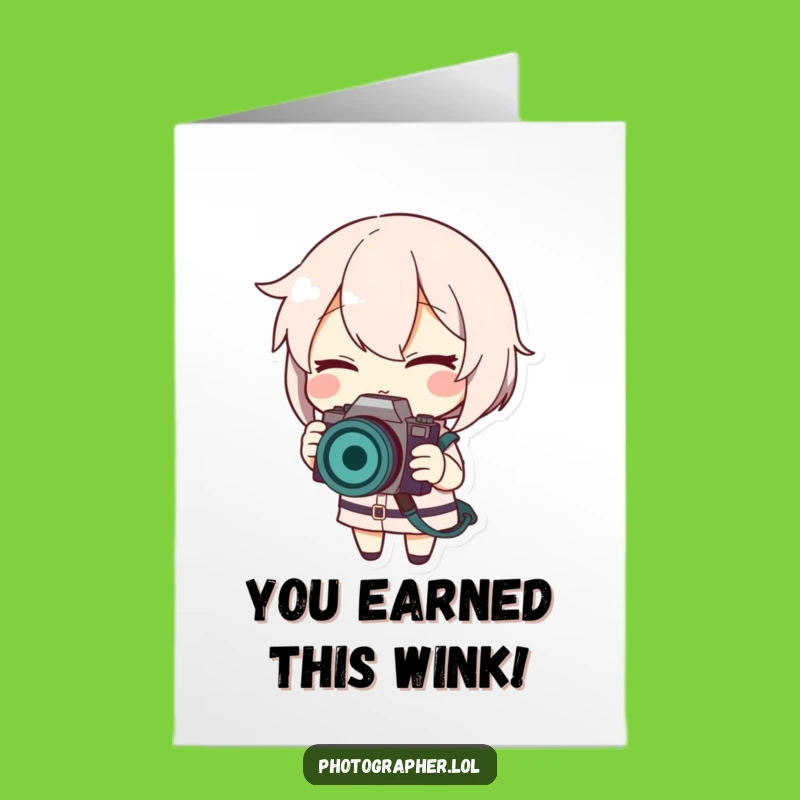 Free Printable Congrats Card: Winking Photographer Celebrates Your Success!