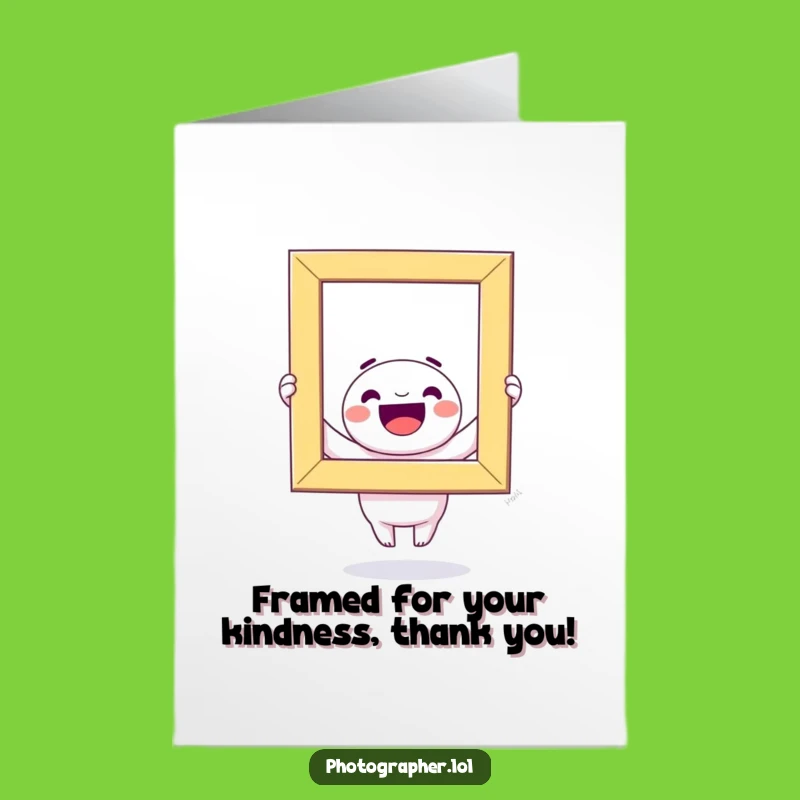 Free Printable Thank You Card: Funny Kawaii Character Holds Photo Frame, Grateful Downloadable Gift