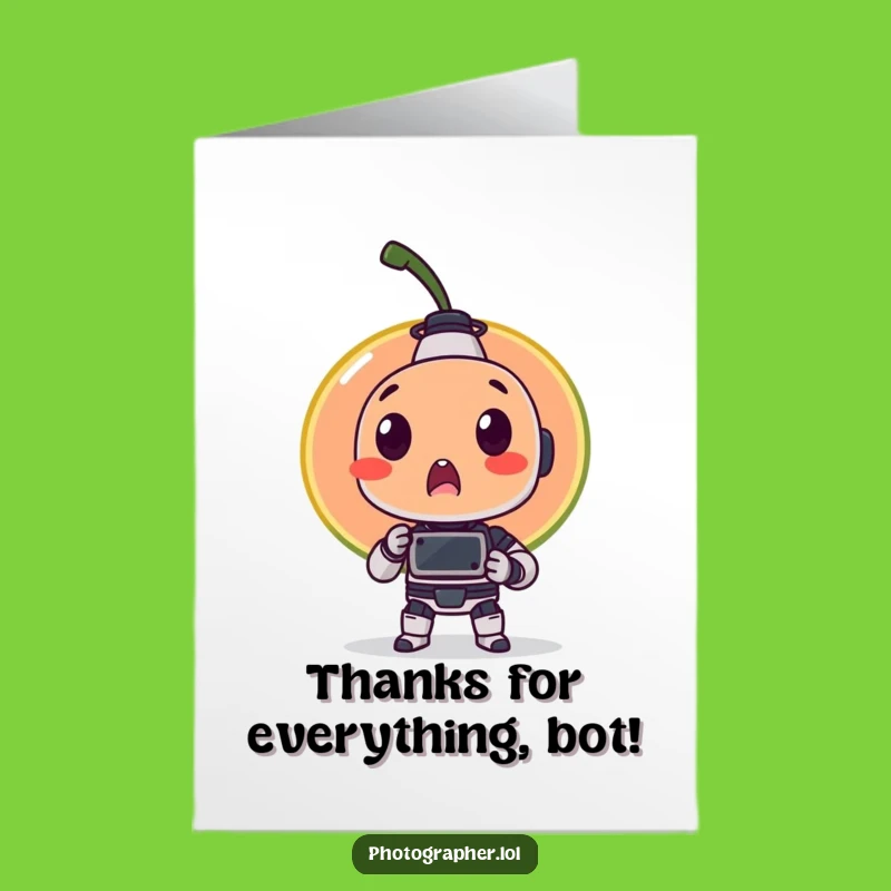 Free Printable Funny Fruit Thank You Card: Robot Photo Gratitude Download