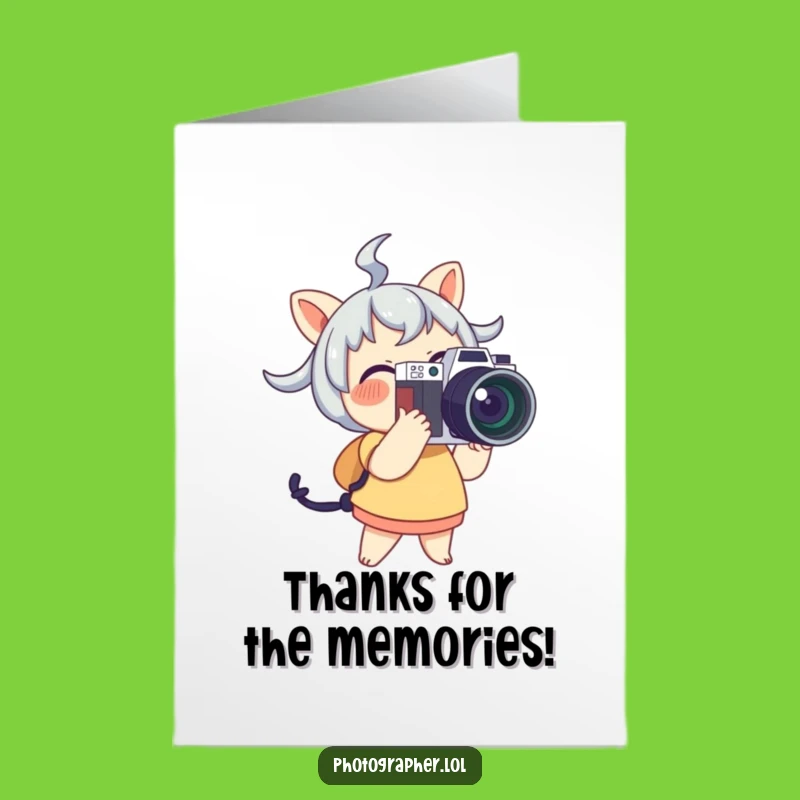 Free Printable Thank You Card: Joyful Photographer Character - Funny Downloadable Gift!