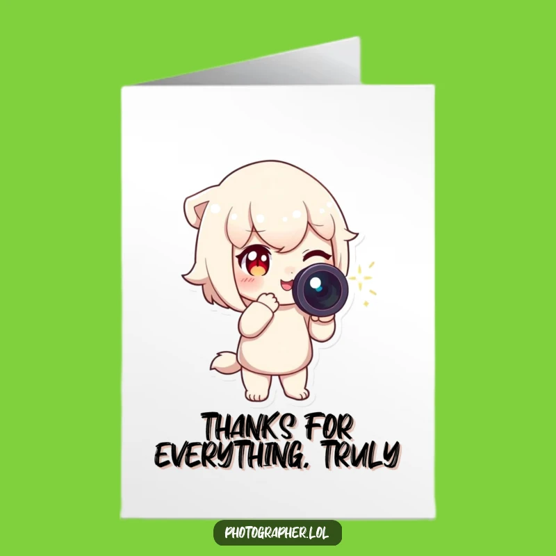 Free Printable Thank You Card: Winking Camera Character, Sparkle, Downloadable Gratitude!