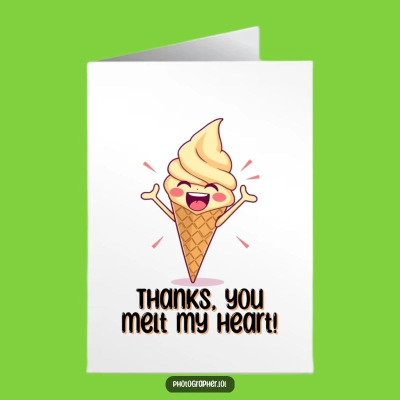 Free Printable Funny Ice Cream Thank You Card: Dramatic Cone Gratitude Download