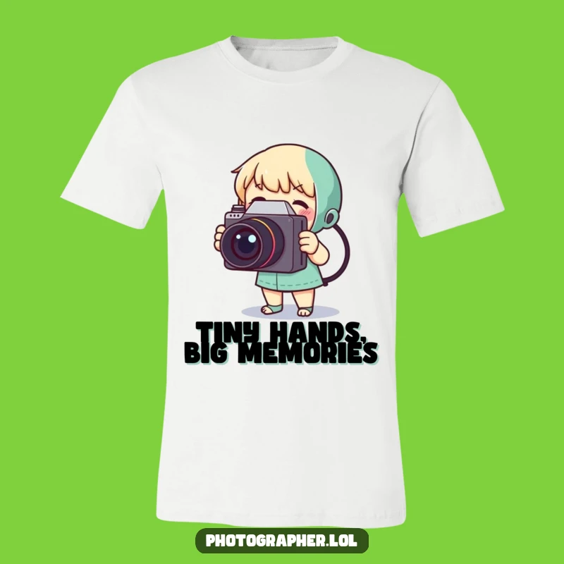 Funny Tiny Photographer T-Shirt: Gleefully Snapping Vintage Camera Shots, Great Gift