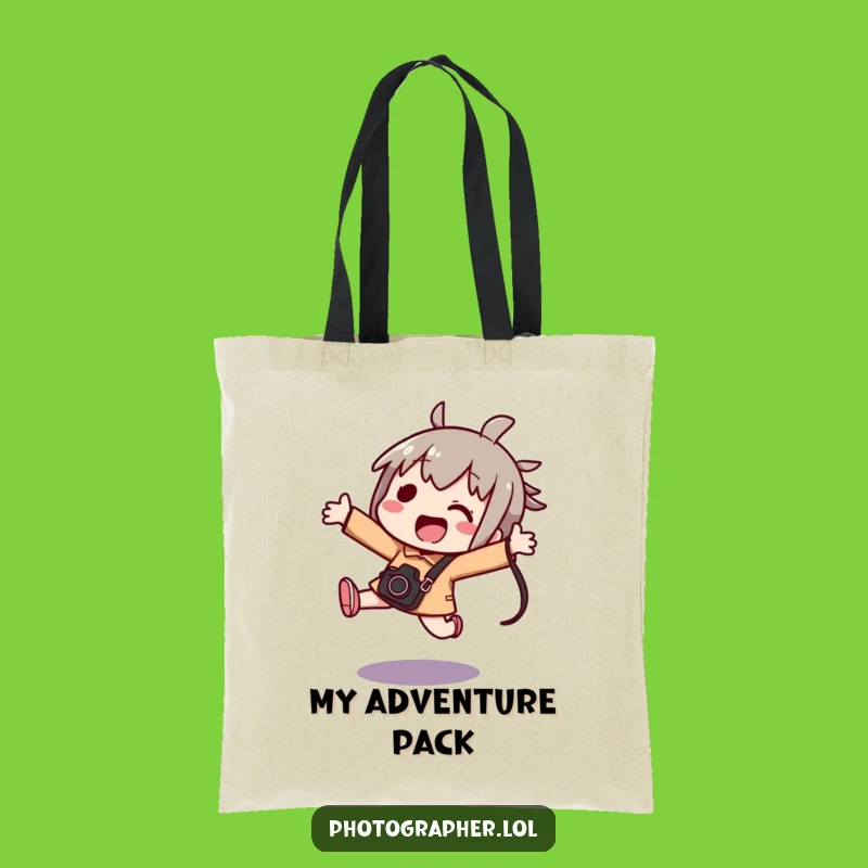 Funny Kawaii Photographer Tote Bag - Excited Jumper's Camera Gear